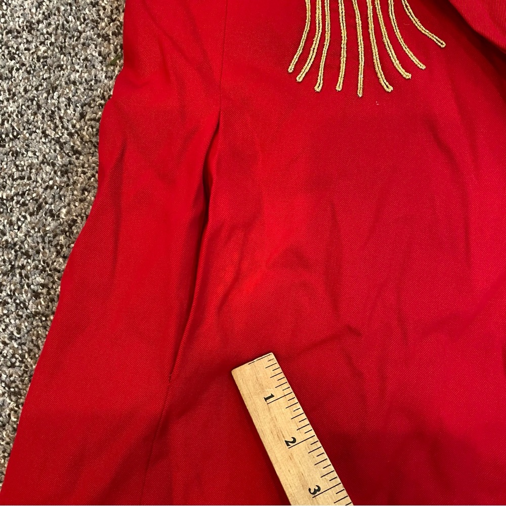 Vintage 80s Red Blazer with Gold Tassel Embroidery, Power Dressing, Women's LG - Picture 7 of 7